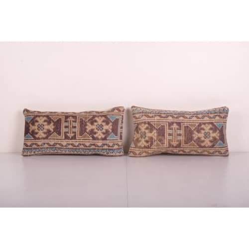 Set Anatolian Lumbar Rug Pillow, Ethnic Pillow Cover, Pair W | Cushion in Pillows by Vintage Pillows Store
