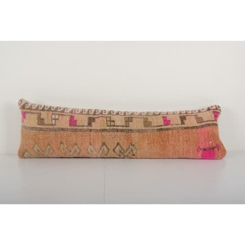 Vintage Organic Wool Faded Orange Extra Long Oushak Rug | Sham in Linens & Bedding by Vintage Pillows Store. Item composed of cotton & fiber