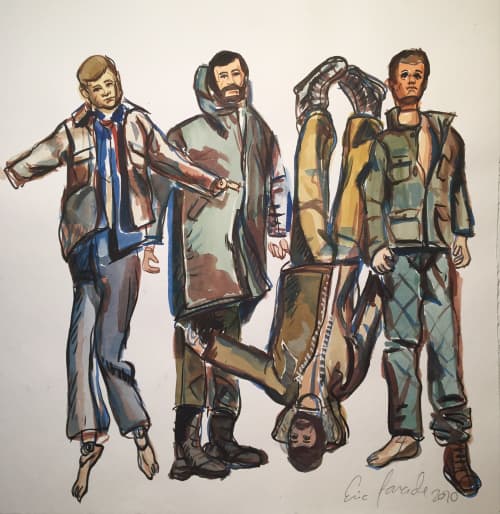 4 Dressed Guys | Watercolor Painting in Paintings by Eric Farache Artist