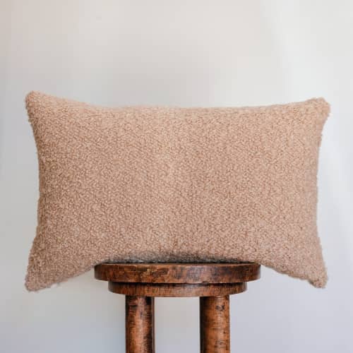 Camel Nubby Alpaca Boucle Lumbar Pillow 14x22 | Pillows by Vantage Design