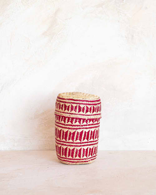 Extra Small Oaxacan Woven Basket - Crimson | Storage Basket in Storage by MINNA