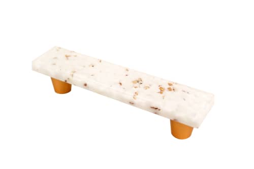 Pebble Gold Fleck White 3” CC Pull | Hardware by Windborne Studios. Item made of stone