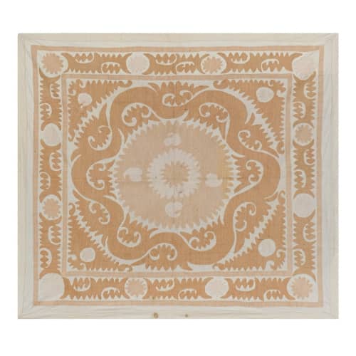 Vintage Neutral Pink Central Asian Suzani Textile, Embroider | Tablecloth in Linens & Bedding by Vintage Pillows Store