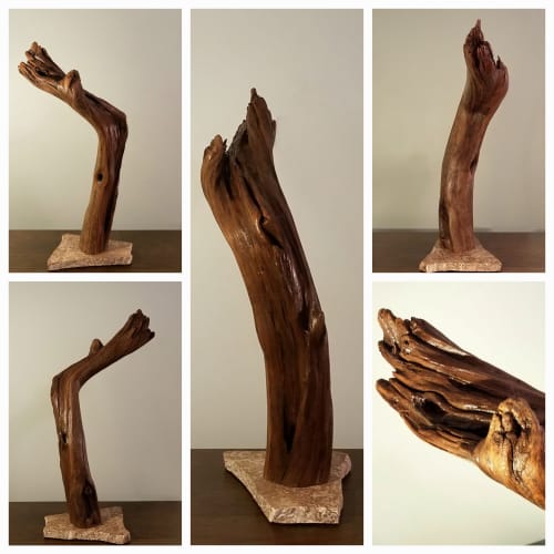 Driftwood Sculpture "Shall We" with Marble Base | Sculptures by Sculptured By Nature  By John Walker. Item composed of wood in minimalism style