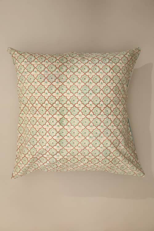 Agra Lattice Block Print Pillow | Pillows by Ninéh
