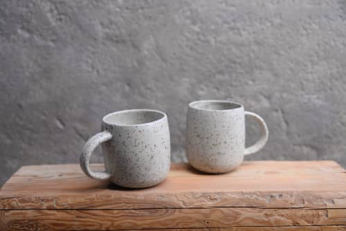 Set of 2: Speckled mug - handmade wheel thrown stoneware | Drinkware by Laima Ceramics. Item composed of stoneware in minimalism style
