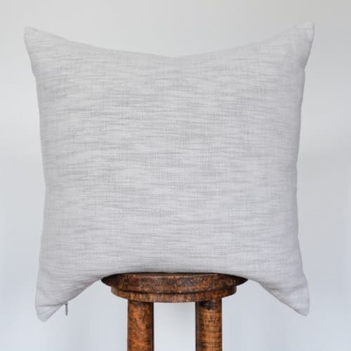 Grey Linen with Woven Striations Pillow 24x24 | Pillows by Vantage Design