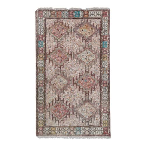 Distressed Turkish Animal Soumac Rug 3'10'' X 6'7'' | Area Rug in Rugs by Vintage Pillows Store. Item made of cotton with fiber