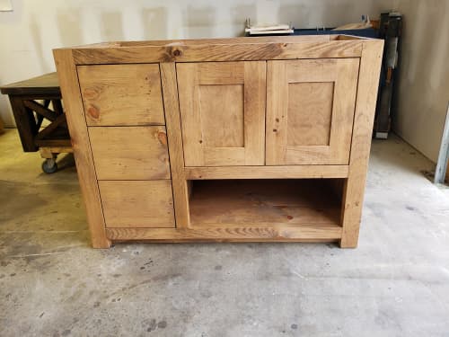 Model #1013 - Custom Single Sink Bathroom Vanity | Countertop in Furniture by Limitless Woodworking. Item composed of maple wood compatible with mid century modern and contemporary style