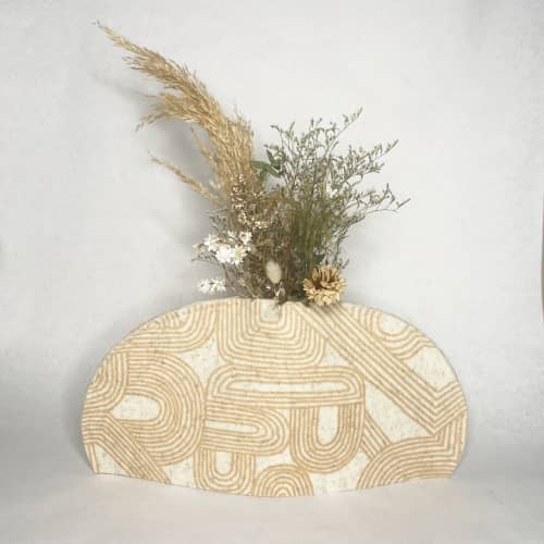 Vase Sleeve Merino Wool Felt 'Rake' Bamboo Wide | Vases & Vessels by Lorraine Tuson