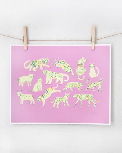 Kitty Print | Prints by Leah Duncan. Item composed of paper in mid century modern or contemporary style