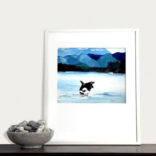 Orca Breach | Prints by Brazen Edwards Artist. Item made of canvas with paper