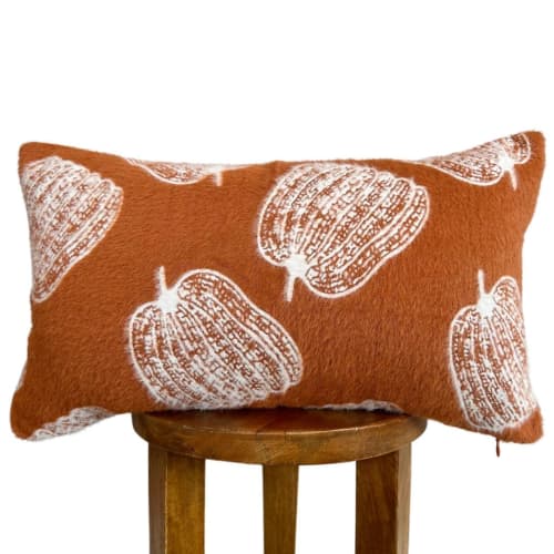 Burnt Orange Pumpkin Lumbar Pillow | Pillows by Busa Designs
