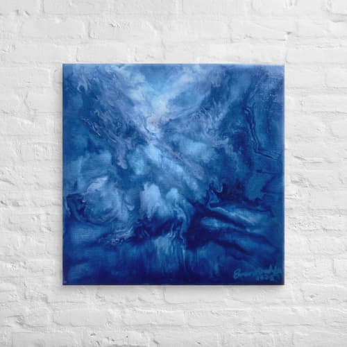 Canvas Print - Thunder - Fluid Abstract Blue Storm Art | Work by Eman's Gallery