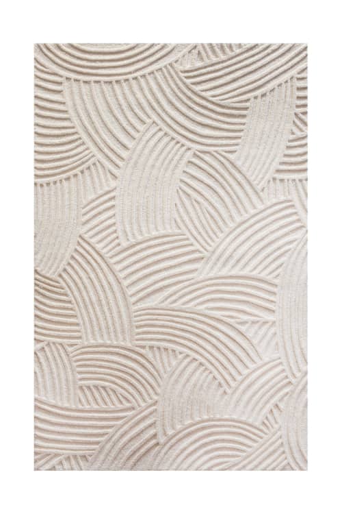 Handmade Wool Area Rug, Modern Geometric Tufted Carpet, Ivory Abstract Living Room Decor | Rugs by Swiflo