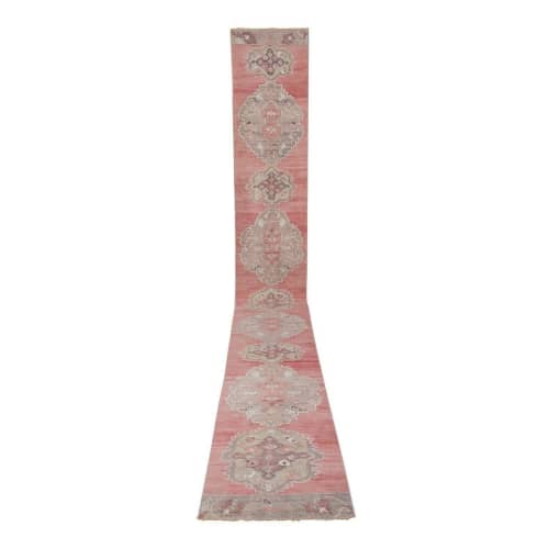 Vintage Turkish Oushak Runner With Eclectic Mediterranean | Runner Rug in Rugs by Vintage Pillows Store. Item composed of cotton and fiber