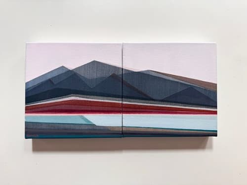 That Time of Night – 10x20 Original Geometric Diptych Painting | Shilo Ratner | Oil And Acrylic Painting in Paintings by Shilo Ratner