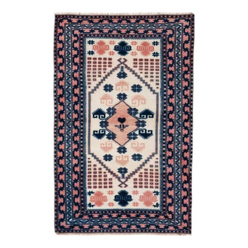 Vintage Turkish Yagcibedir Rug 3'6" X 5'6" | Area Rug in Rugs by Vintage Pillows Store. Item composed of cotton & fiber