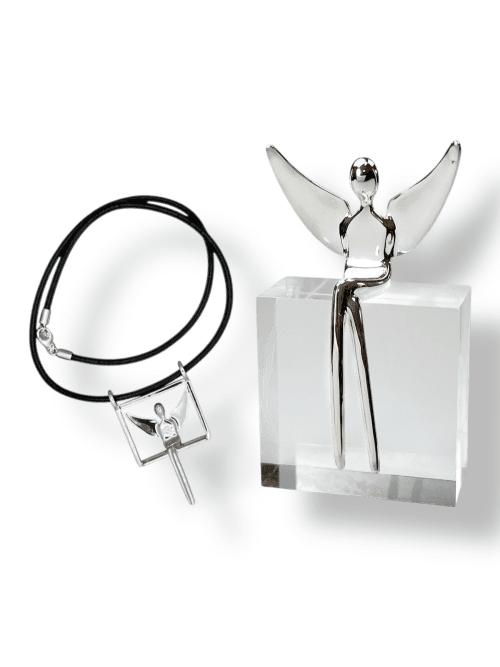 Combo Set: 3 Inch Angel Sculpture and the angel pendant | Sculptures by YENNY COCQ