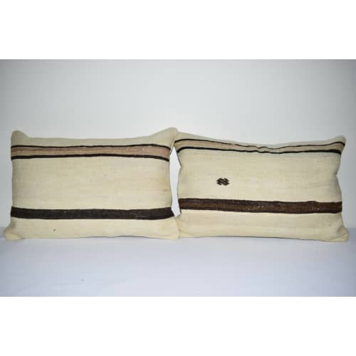Set of Two 16" X 24" Vintage Minimalist Style Hemp Pillow | Cushion in Pillows by Vintage Pillows Store. Item made of cotton