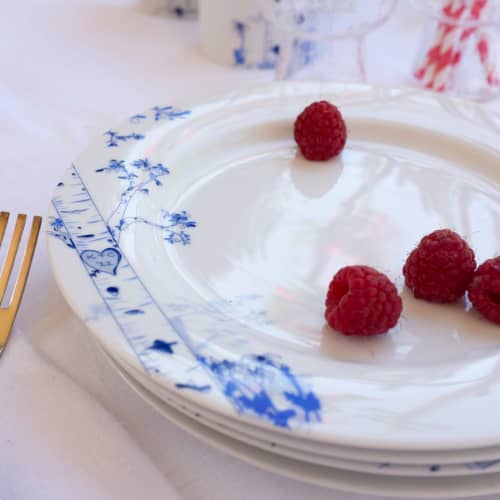 Personalized Birch Dessert Plate Set – Four Seasons Hand-Drawn Design | Work by Rust Designs