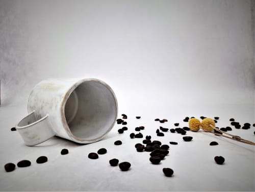 White-Beige Coffee Mug, Handmade Ceramic Coffee Mug, Rustic | Drinkware by YomYomceramic. Item composed of stone