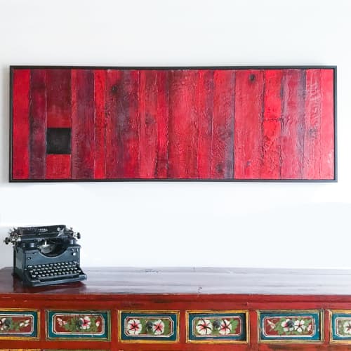 Barn Board Red | Mixed Media in Paintings by Susan Wallis. Item made of wood