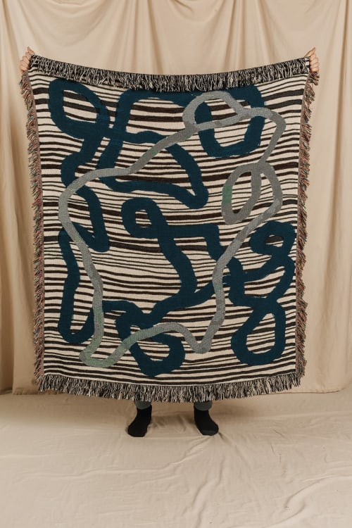 The AZULE Jacquard Woven Throw Blanket | Soft Cotton Decor | Linens & Bedding by Parker Heath | PAR  KER made. Item made of cotton compatible with boho and mid century modern style
