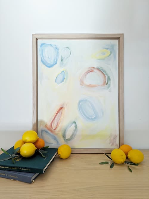 MEMORIES #1, Original Framed Painting on Canvas Paper | Oil And Acrylic Painting in Paintings by Damaris Kovach. Item made of canvas works with minimalism & mid century modern style