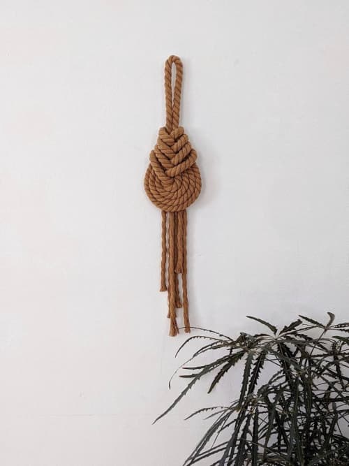 THE PIPA Small Modern Macrame Wall Hanging in Camel/Brown | Wall Hangings by Damaris Kovach