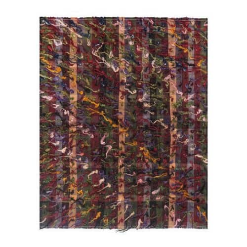 Colorful Turkish Kilim Rug With Tulu Pattern 3'12'' X 4'10'' | Area Rug in Rugs by Vintage Pillows Store