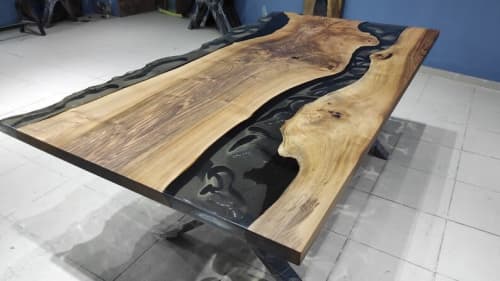 Custom Dark Walnut Resin Dining Table, Kitchen table | Tables by LuxuryEpoxyFurniture. Item made of wood & synthetic
