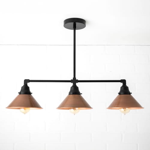 Three Shade Island Light - Model No. 0118 | Chandeliers by Peared Creation. Item composed of copper