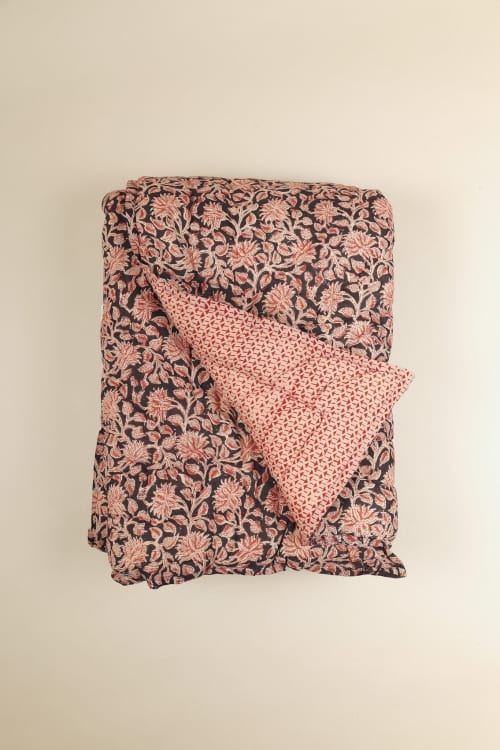 Noir Grove Kalamkari Cotton Quilt | Linens & Bedding by Ninéh