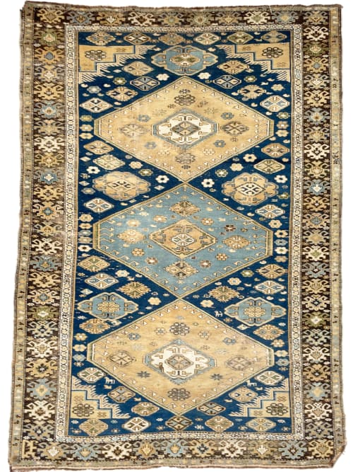 SUPER FINE Antique Caucasian Rug | Denim & Sky Blue | Area Rug in Rugs by The Loom House. Item composed of fiber