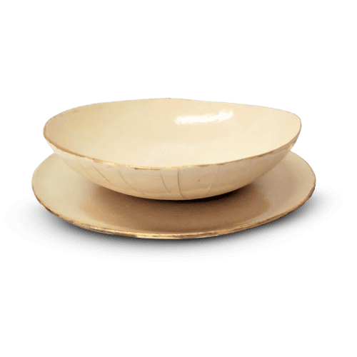 Ceramic Handmade Dinnerware Set, Stoneware Dinner Set of 2 | Plate in Dinnerware by YomYomceramic. Item composed of stone