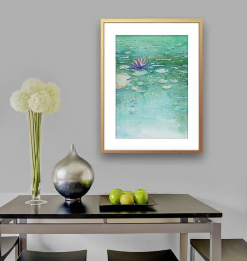Lotus Garden | Watercolor Painting in Paintings by Brazen Edwards Artist. Item made of canvas with paper