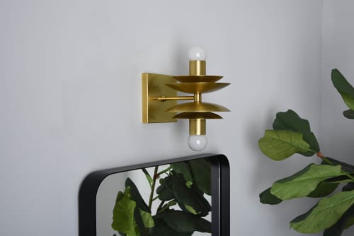 Bardwell - Wall Sconce Vanity - Mid Century Modern Lighting | Sconces by Illuminate Vintage. Item made of brass