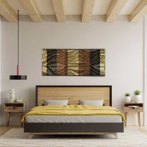 "Golden Reviere'' Parametric Wood Wall Art Decore, 100% Wood | Wall Sculpture in Wall Hangings by ArtMillWork Design