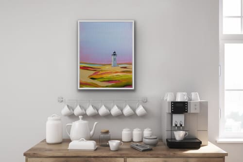 Harbor Light Sunrise (Vertical) | Prints by Neon Dunes by Lily Keller. Item composed of canvas & paper