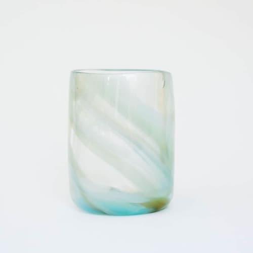 Glass Blown Tie-Dyed Seaside Drinking Glass | Drinkware by Maria Ida Designs. Item made of glass