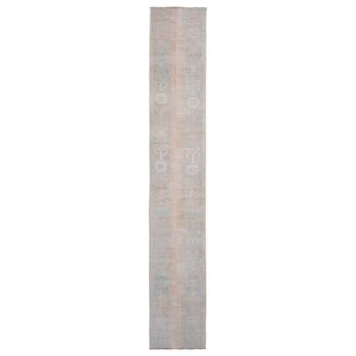 Vintage Faded Turkish Oushak Runner Rug 1'8" X 9'6" | Rugs by Vintage Pillows Store. Item composed of cotton & fiber