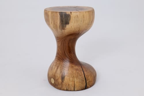 Sculptural Side Table, Stool, Solid Wood, Walnut, Contemporary Design | Tables by Logniture