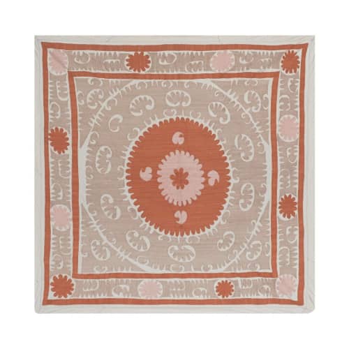 Suzani White Washed Tapestry - Muted Color Uzbek Table Cloth | Tablecloth in Linens & Bedding by Vintage Pillows Store