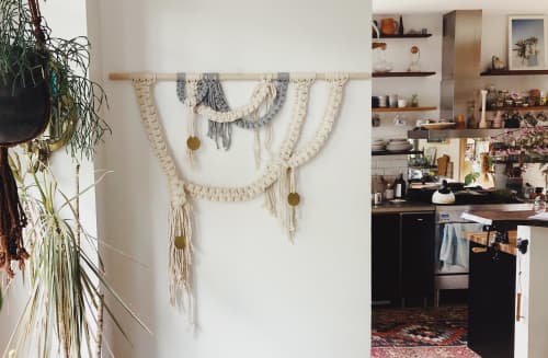 Who Loves the Sun Wall Art | Macrame Wall Hanging in Wall Hangings by Modern Macramé by Emily Katz. Item composed of wood and cotton