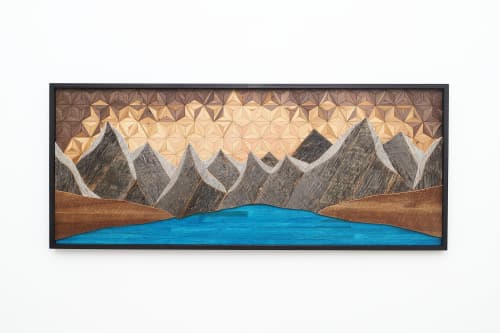 Glacial Mountain Lake, 72"x30" | Wall Sculpture in Wall Hangings by Craig Forget. Item composed of wood in mid century modern or contemporary style