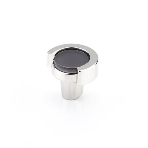 Astratto Gray Round Knob With Polished Nickel Finish | Hardware by Windborne Studios. Item made of glass