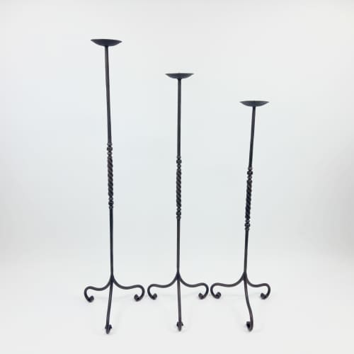 Hand Forged Iron Candelabra Set of 3 (90-100-110cm) | Candle Holder in Decorative Objects by edecrawzFC