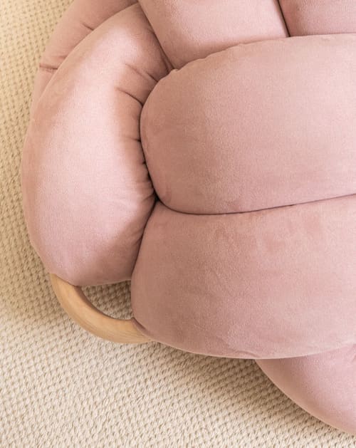 (M) Rose Pink Vegan Suede Knot Floor Cushion | Pillows by Knots Studio. Item composed of fabric