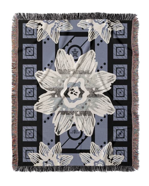 AEON Violets Jacquard Woven Blanket | Linens & Bedding by Sean Martorana. Item composed of cotton